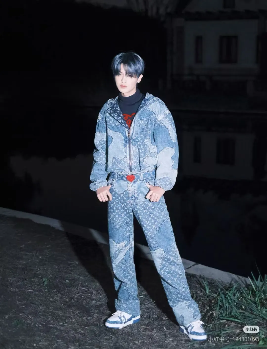 Louis Vuitton/Louis Vuitton love leather brand old flower jacquard jeans